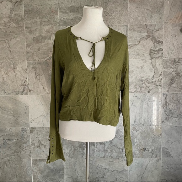 Free People Olive Nu Nu Jump Grommet Top - Picture 2 of 8